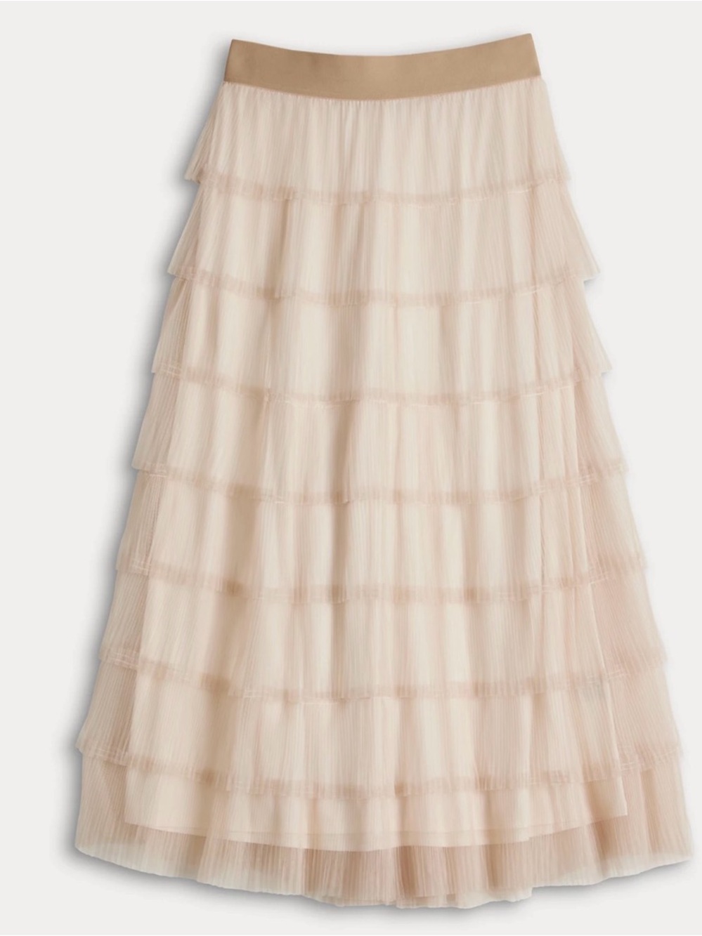 Simply Vera Vera Wang Beige Cream Tulle Plaid Maxi Skirt - Picture 3 of 10